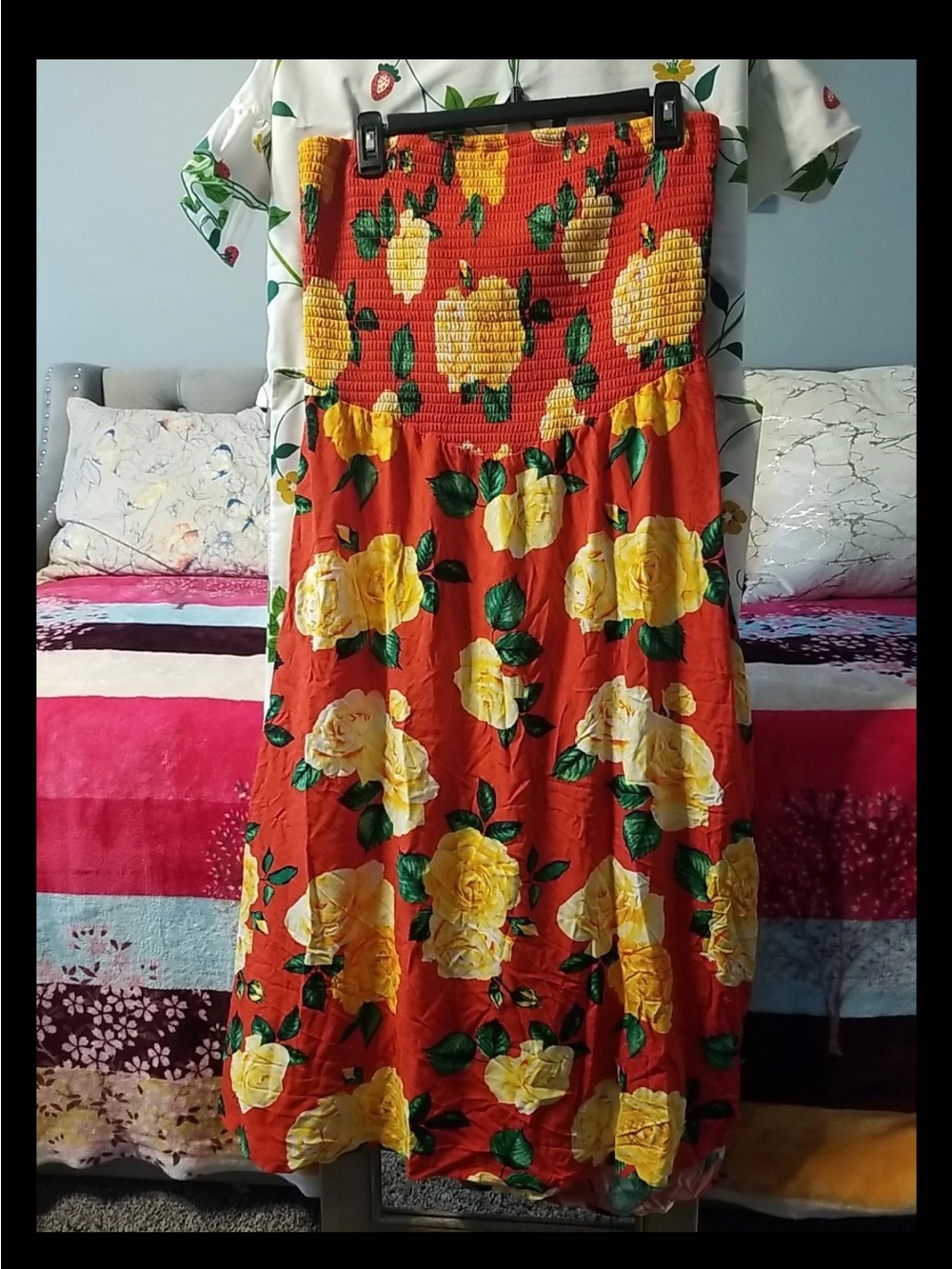 Almost Famous Yellow Floral Midi Dress with Green Leaf Print Size 2XL